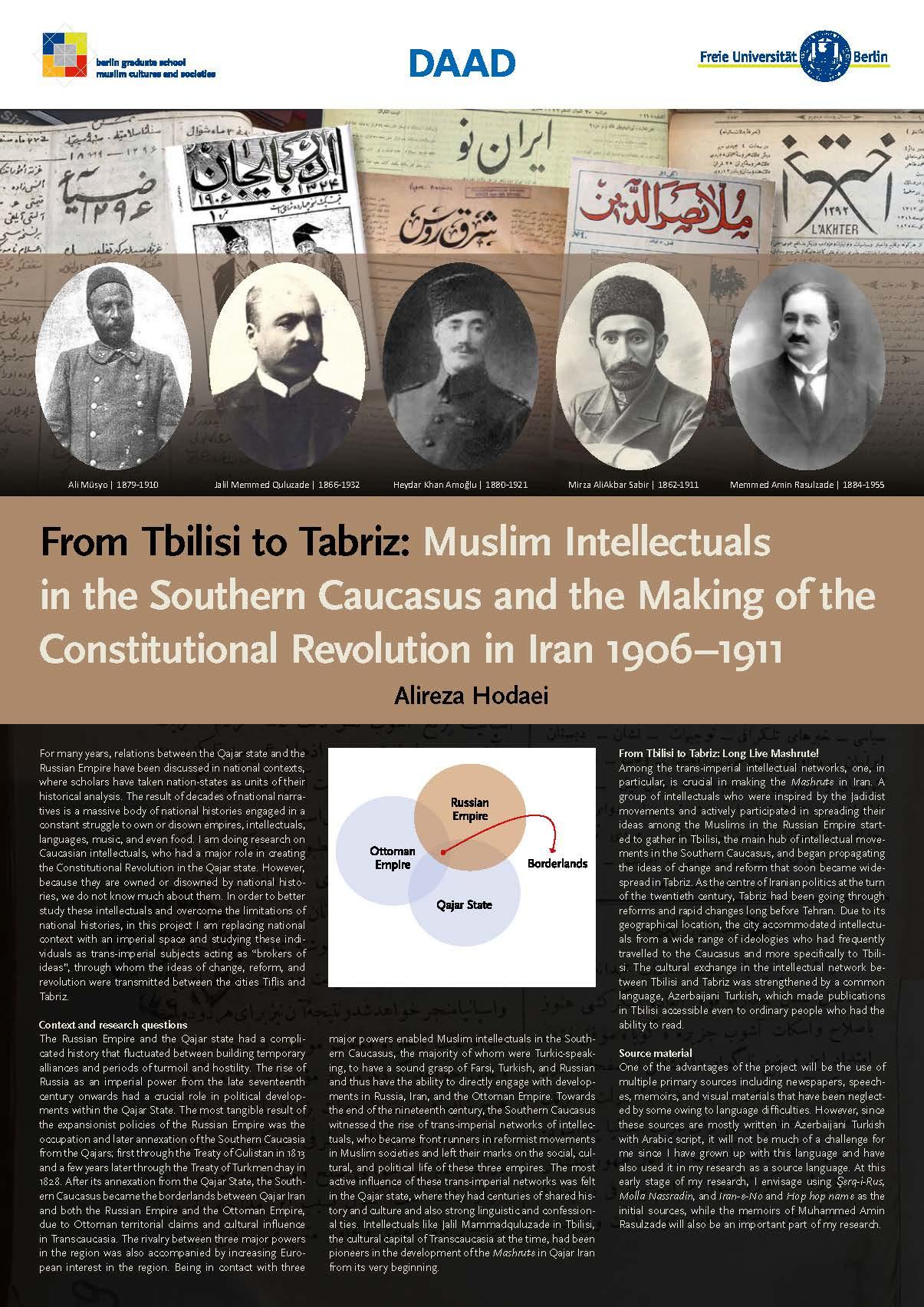 Alireza Hodaei: "From Tbilisi to Tabriz; Muslim Intellectuals in South Caucasus and Making the Constitutional Revolution in Iran 1906-1911"