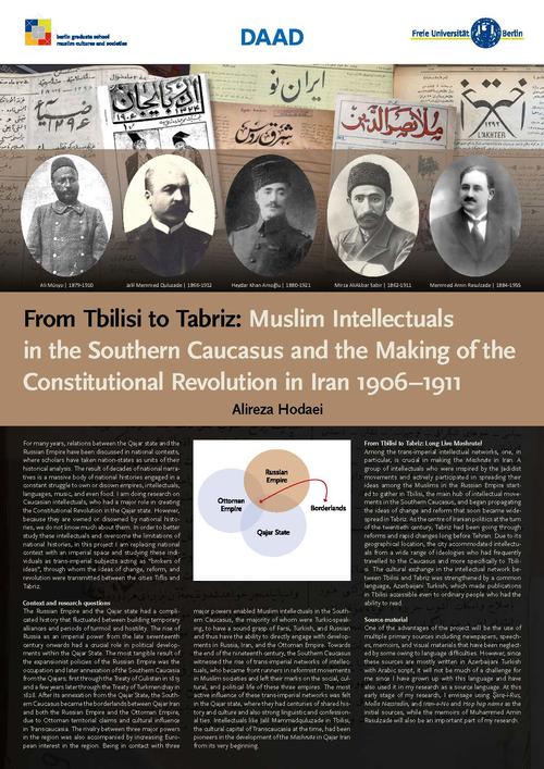 Alireza Hodaei: "From Tbilisi to Tabriz; Muslim Intellectuals in South Caucasus and Making the Constitutional Revolution in Iran 1906-1911"