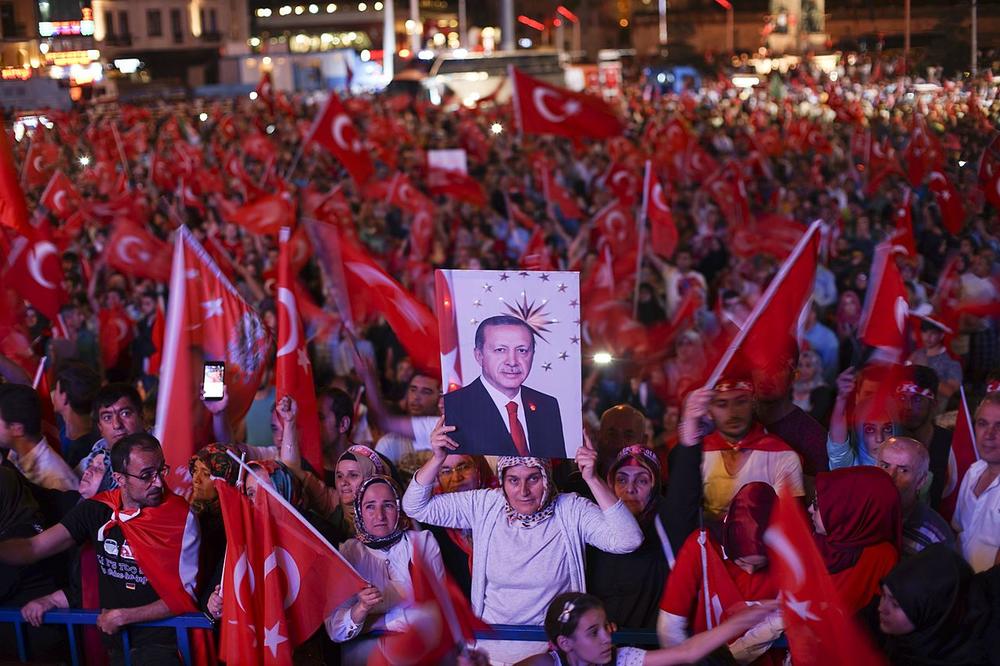 After coup nightly demonstration of president Erdoğan supporters. Istanbul, Turkey, 2016